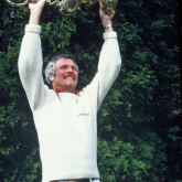 Ted Turner with the America's Cup, 1977