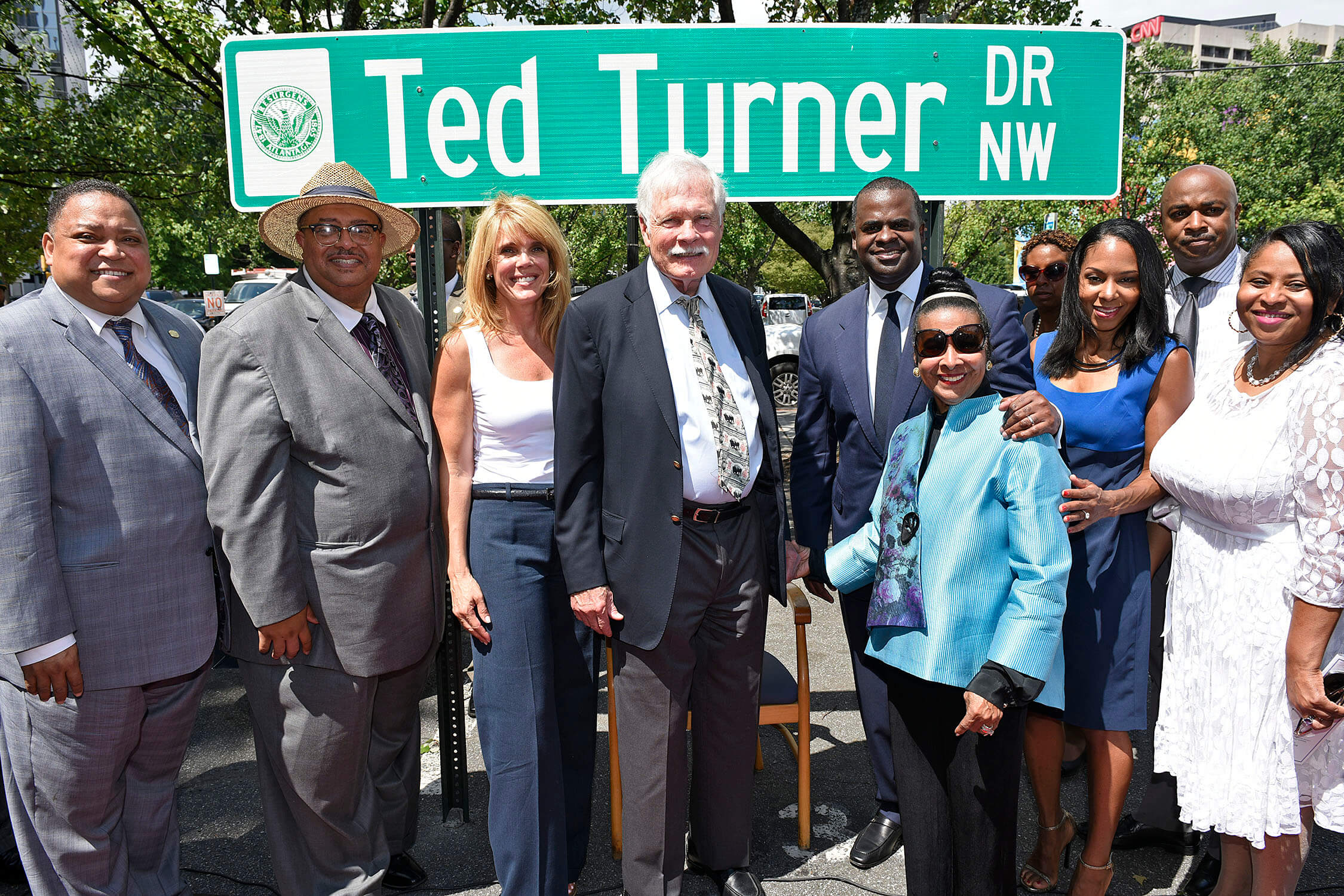 Major street in Atlanta re-named Ted Turner Drive in honor of his numerous contributions to the city