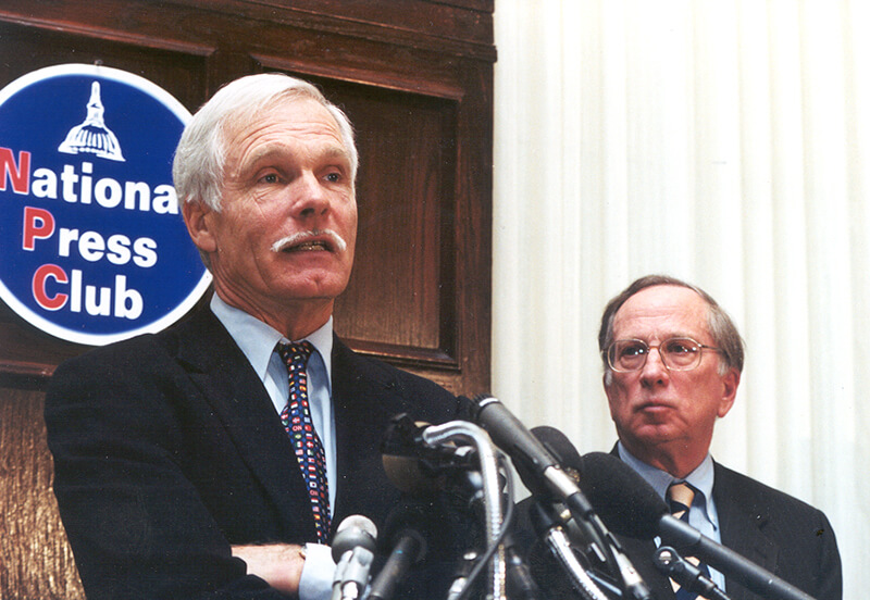The Nuclear Threat Initiative (NTI) is founded by Ted Turner and former U.S. Senator Sam Nunn; Time Warner is purchased by AOL to become AOL Time Warner